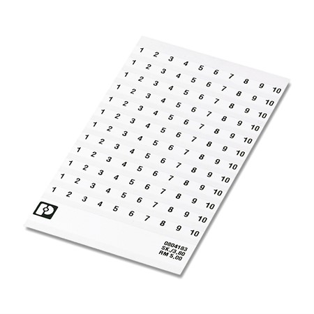 5mm  1-10 PLINTMÄRKNING 1st ark 12st märkningar/Ark