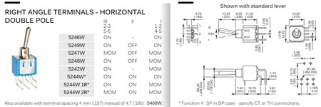 Vippomkoplare ON-ON DPDT 5000 PCB Right angle