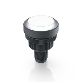 Ramo 22 T Tryckknapp vit belyst röd/grön momentan 1NO silver kantring