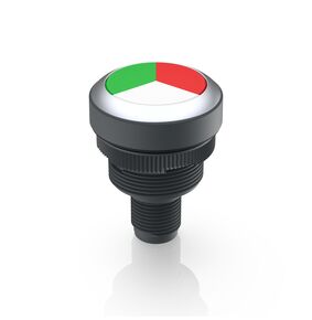 Ramo 22 T Tryckknapp vit belyst röd/grön momentan 1NO silver kantring