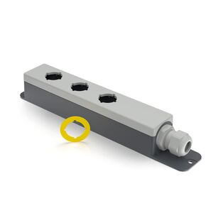 Låda med 3st  22,3mm monterings hål och M20 på gavel E-BOX XL Modular